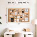 Cork Board Bulletin Board, 36" x 24" Corkboard for Wall, Rustic White Wooden Frame, Hanging Pin Board for Home & Office Decor, 10 Push Pins