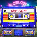 80's 90's Party Decoration 5FT Inflatable Magnetic Tape Party Decorations, Blow up LED Lights Favors, for 80s 90s Hip Hop, Birthday, Music, Disco Retro