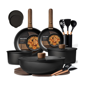 CAROTE 21pcs Pots and Pans Set Non Stick, Detachable Handle Cookware, Black
Induction Compatible, Dishwasher & Oven Safe, Kitchen Organization, for Camping/RV/Traveling, Cooking Set, House Warming Gift