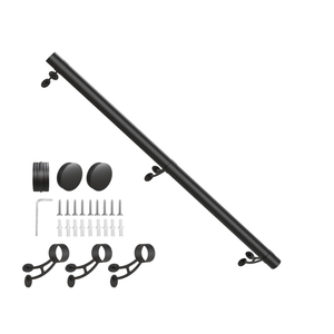 Bar Foot Rail Kit 4ft  - Stainless Steel Complete Wall Mounted Bar Foot Rest - Matte Black Foot Rail System with Tubing, Wall Brackets, End Caps & Internal Connector