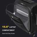LEVEL8 Carry On Luggage Airline Approved with Compartment, Softside Expandable Rolling Suitcase with Spinner Wheels, Black, Carry-On 20-Inch