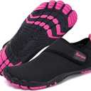 Racqua Men's Women's Slip-On Water Shoes Quick Dry Barefoot Lightweight Aqua Shoes Beach Swim Pool Hiking Sport Shoes (8.5 Women/7.5 Men, Wz117w-black/Rose)