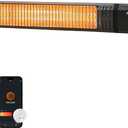 1500W Carbon Infrared Electric Outdoor Patio Heater, 9 Level Instant Warmth, Smart App-Controlled Remote On/Off, IP65 Weatherproof, 24H Timer for Living Room, Bedroom, Garage (Black Heater - Plus)