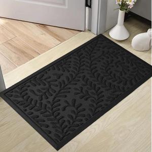HIYARD Front Door Mat, Absorbent Dirt Trapping Welcome Door Mat Indoor Outdoor, Non Slip Entry Mat, Indoor Outdoor Door Mats, Fade Resistant, Low Profile Doormat for Entrywayy, 36×24, Black