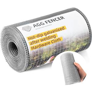 AggFencer 8inch x 25ft Hardware Cloth 1/4 inch Chicken Wire Fencing 23Ga, Hot Dipped Galvanized After Welding Garden Plant Supports Welded Metal Chicken Wire Fence, Poultry Animal Netting Cage Screen