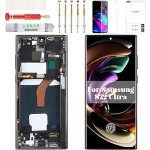 OLED for Samsung S22 Ultra 5g Screen Replacement for Samsung Galaxy S22 Ultra 5g SM-S908U LCD Screen Touch Digitizer Frame for SM-S908U1 Screen Replacement Display Black (US Version with Fingerprint)
