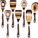 Gudamaye 7-Piece Brown Pakkawood Utensils Set  Sturdy, Eco-Friendly, Wooden Spoons for cooking, Wooden Utensil for cooking, Wooden Kitchen Tool, Home & Kitchen Gifts for Men and Women