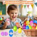 Shemira 24 Pack Easter Eggs Filled with Metal Brain Teaser Puzzle Toy for Easter Egg Hunt, Filled Easter Eggs For Teens, Easters' Goodie Bag Stuffers, Easters' Party Favors Basket Essentials,