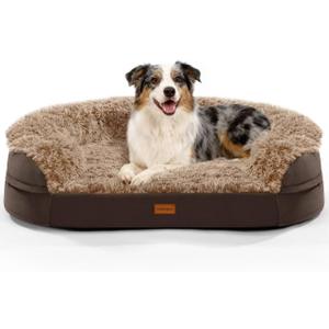 iweepet Orthopedic Dog Beds for Medium & Large Dogs, 41" x 32.6" x 7.7" Supportive Dog Sofa Bed with 28D Egg-Crate Foam, Removable Washable Cover, Waterproof Lining, for Puppy,Senior,Sick, Brown