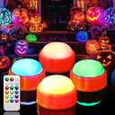 Homemory Halloween Bright LED Pumpkin Lights, Color Changing with Remote Control and Timers,Jack O'Lantern Lights Battery Operated for Halloween, Fall Decorations, Orange, Set of 4