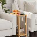 TUTOTAK Small Side Table, Narrow End Table, Skinny Sofa Table, Slim Nightstand, Couch Table, Living Room, Bed Room, Natural TB01BN062