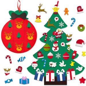 2 x Abakuku 3FT DIY Felt Christmas Tree Set with Games for Kids Toddlers Wall Hanging Decorations Felt Craft Kits,Wall Hanging Xmas Christmas Decorations