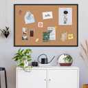 Cork Board Bulletin Board 48" x 36", Black Aluminium Framed 4x3 Corkboard, Office Board for Wall Cork, Large Wall Mounted Notice Pin Board with 18 Push Pins for School, Home & Office, 46" X 32