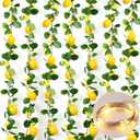 6 Pcs 5.74 ft Artificial Lemon Garland Lemon Vine Garland with Greenery Fake Fruit Party Decoration with Battery Powered Light for Home Door Wall Mantel Wedding Kitchen Table (Stylish Style)