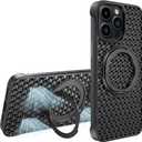 Frameless Phone Case with Heat Dissipation Compatible with iPhone 13 Pro Magnetic Case (Magnetic Ring Phone Stand) Effective Cooling Down Protective Phone Black Case