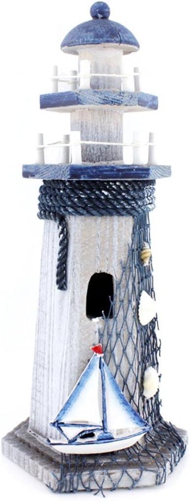 Sail Boat Wooden Lighthouse 10.6" High Nautical Themed Rooms Lighthouse Home Decor