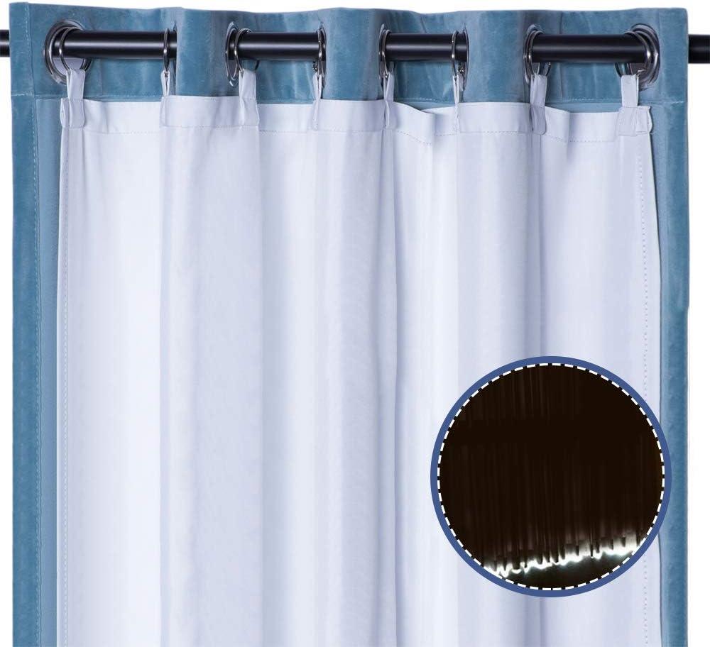 Rose Home Fashion Thermal Insulated Blackout Curtain Liner 2 Panels Per Set-Ring Included- 100% Darkening Blackout Liner for 63 Inch Curtains, Greyish White, W50 x L59