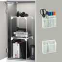 Neudeoc Locker Organizer and Accessories Kit, Includes Mesh Locker Shelf and Magnetic Pen Holder, Suitable for School, Work, Kitchen and Bathroomn (Pack of 4, White) (12 Iinch-4 Pieces)