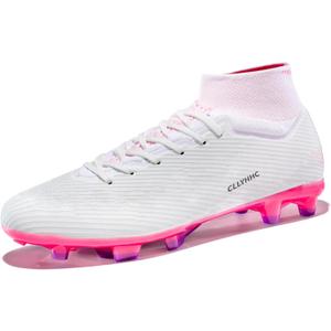 Men's Soccer Cleats Womens Indoor Shoes Unisex Baseball Turf Shoe Youth Rugby Adult Football Boots Wide AG FG TF Training Sneaker (8, White)