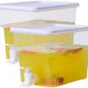 BEWBBAT 2 Pack 1.3 Gallon Fridge Drink Dispenser with Spigot, Leak-proof Plastic Beverage Drink Dispenser Refrigerator Iced Juice Lemonade Dispenser For Party, Bar