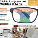 CARA Extremely Lightweight Progressive Multifocus Reading Glasses for Men No-Line Blue Light Blocking Computer Readers 2Pack, 2.50x