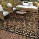 MontVoo Outdoor Rug Carpet Waterproof 6x9 Outdoor Patio Rug Mat Reverisble Plastic Straw Outdoor Rug for RV Camping Picnic Beach Balcony Boho Black Brown