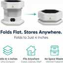 Portable Folding Washing Machine, 12L Mini Washer for Baby Clothes, Underwear, Delicates - Foldable, Quiet, Space-Saving Laundry Machine for Travel, Dorms, Apartments, Camping, Small Loads