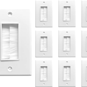 BestMounts - 10 Pack Brush Wall Plates Cable Pass Through - Decora Style Single Gang Brush Plate for Behind Wall Cable Management - Wall Cable Pass Through Insert for Wires, HDTV, HDMI & Home Theater