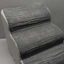 Pet Stairs for Small Dogs 15.7" H - Dog Stairs for Couch and Bed, 35D Foam Dog Steps Ramp with Non-Slip Bottom Grey, 3 Steps