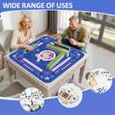 Mahjong Mat with Rules for Table with 6 Mahjong Playing Instructions,4 Mahjong Tile Mixer & 4 Dice,Non-Slip and Silent Travel Mahjong Set for Mahjong/Poker/Board Games/Card Games/Dominoes