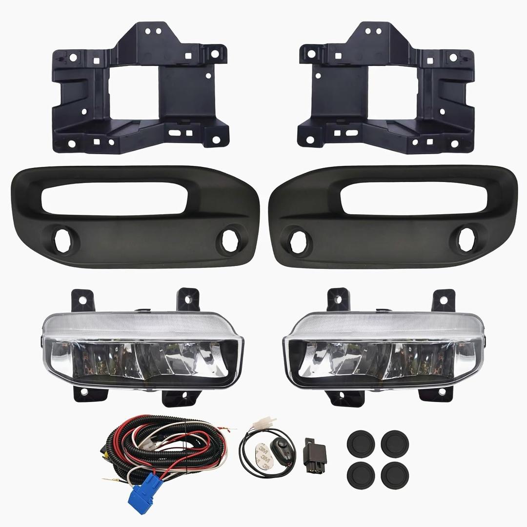 WILD BEAR LED Fog Lights For 2019 2020 2021 2022 2023 2024 2025 2026 Ram 2500 3500 Front Bumper Fog Lamps w/Switch and wiring Kit