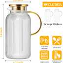 2 Pack Glass Pitcher with Lid, 68 oz/2 Liter Vertical Stripe Round Pitcher with Handle, Heat Resistant, Suitable for Refrigerator Storage, Iced Tea, Coffee, Lemonade, Juice, and Beverage Container