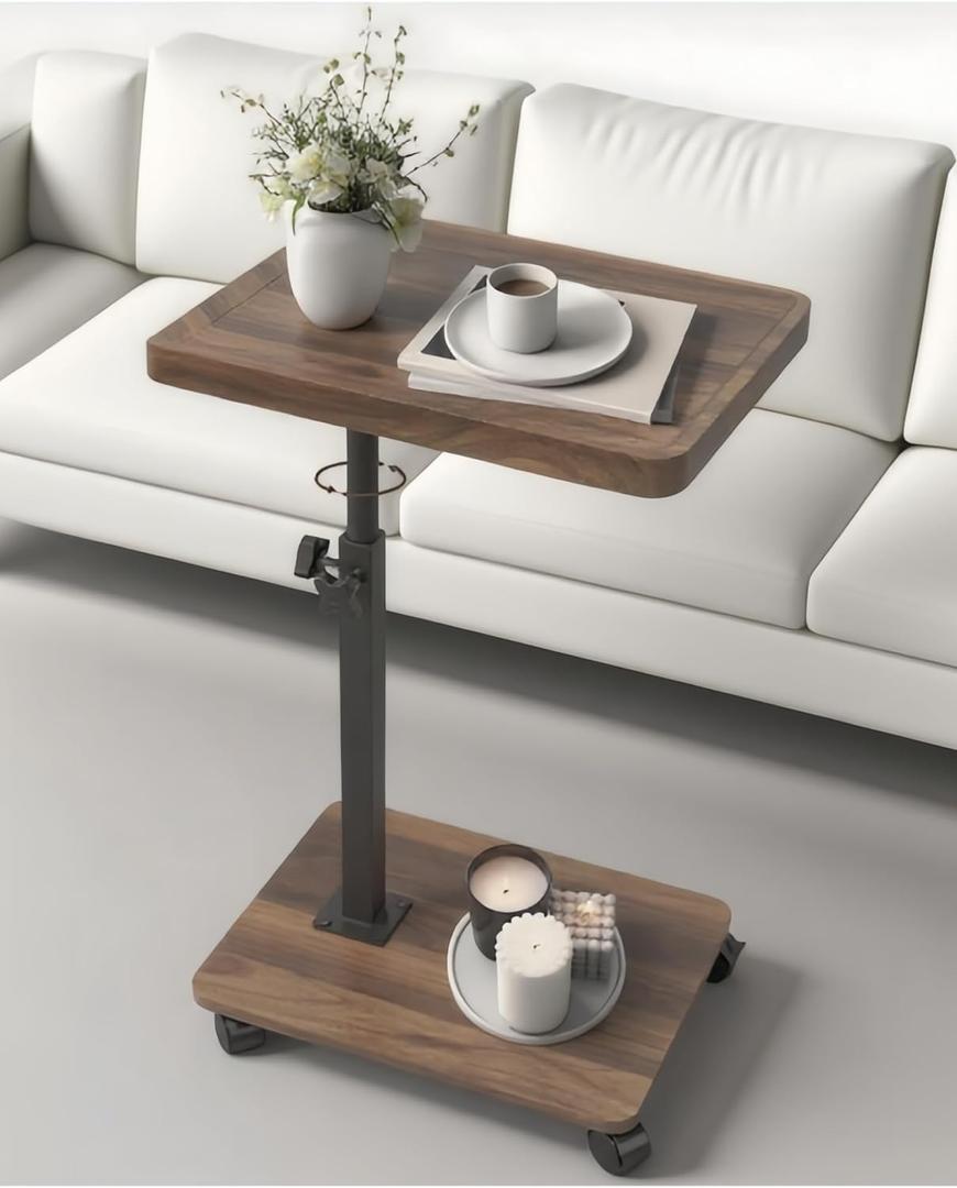 C Table Side Table End Table Adjustable HeightC Shaped End for CouchSnack Tables,360Swivel TV Tray Sofa Table for Small SpacesSide Tables Living Room and Bedroom for Sofa, Bed,Chair