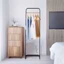 JEFEE Garment Rack Hang Clothes Rack Simple Garment Rack for Garment Storage Display, Heavy Duty Metal Clothes Rack, Free Standing Garment Racks Hang Small Area for Office bedroom, Black
