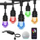 XMCOSY+ Smart Outdoor String Lights Color Changing - 64ft RGB LED Patio Lights with 24 Acrylic Bulbs, APP WiFi Control, Work with Alexa, Google, IP65 Waterproof for Halloween Decorations, Christmas