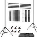 Hemmotop Backdrop Stand 10x8ft (WxH), Photography Background Stand for Parties, Adjustable Photo Backdrop Stands Kit for Wedding, Photo Booth, Party, Decoration, Balloon, Projector Screen