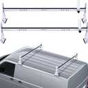 Van Ladder Roof Racks, Universal Cargo roof RackTrailer Ladder Rack ShelfLadder Shelves for Truck,Adjustable Length 56-64, Upgraded Anti Collapse 5-Section 2 Bars and 800 lbs Load Capacity (White)