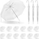 Clear Bubble Umbrellas, 48 Inch Windproof Transparent POE Dome Umbrella with Auto Open J-Handle, Large Umbrellas for Wedding Rain Golf Outdoor Photography Bridal Events, Christmas/Halloween Decorations