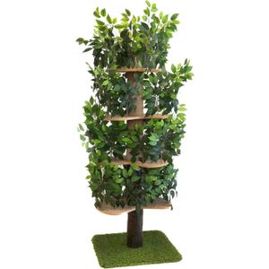 On2 Pets Cat Tree with Leaves Made in USA, House & Activity Tree, Multi-Level Cat Condo for Indoor Cats. (Square Base, XL Green) (Extra Large)