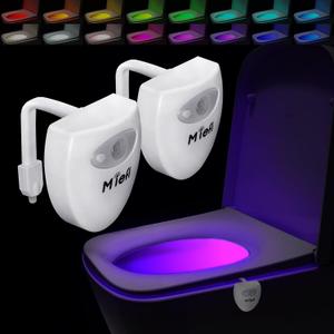 Toilet Light Motion Sensor Activated, 16 Colors Changing LED Glow Bowl, Inside Toilet Night Lights for Bathroom, Smart Potty Light Funny Ideal Gift for Dad Teen Boy Girl Adult-Shield Shape