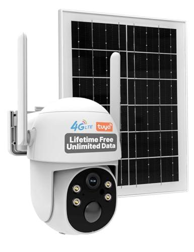 MOES 4G LTE Cellular Solar Security Camera, Lifetime Free Unlimited Data 2K Wireless Outdoor Surveillance, Color Night Vision, AI PIR Motion Sensor Detection, Built-in VSIM Card, 32GB Storage