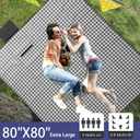HX&OD Outdoor Picnic Blanket 80"X80" Picnic Mat Extra Large Camping Blanket Beach Blanket Foldable Waterproof Sand Mat Hiking Travel Family Concerts(Blue)