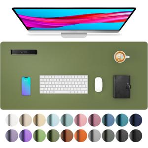 Aothia Leather Desk Pad Protector, Mouse Pad, Office Desk Mat, Non-Slip PU Leather Desk Blotter, Laptop Desk Pad, Waterproof Desk Writing Pad for Office and Home (31.5" x 15.7",Olive Green)