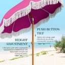 AreShark 7ft Patio Umbrella with Fringe, UPF50+ Beach Umbrella for Table, Pool & Garden, Portable Outdoor Tassels Umbrella w/Fiberglass Ribs&Push Bottom Tilt(Light Pink)