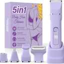 Bikini Trimmer for Women,5-in-1 Electric Razors for Women,Electric Shaver for Women's,IPX7 Waterproof Trimmer for Men Legs,with 5 Replaceable Blade Heads,USB Recharge DockPurple