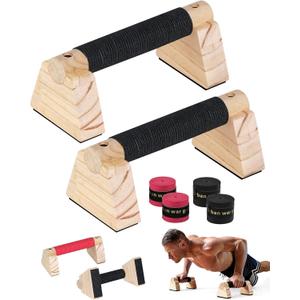 Wood Push Up Bars, Non-Slip Calisthenics Equipment for Strength Training, Solid Wood Calisthenics Bars & Parallettes Bars, Push Up Handles for Floor Exercises