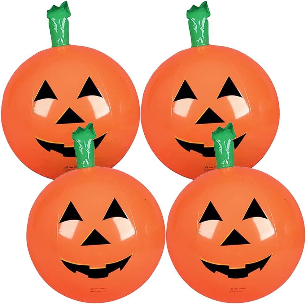 ArtCreativity Pumpkin Inflates, (Set of 4), 14 Inch Blow-Up Jack-O-Lanterns, Inflatable Halloween Pumpkins Decorations, Halloween Party Supplies, JackoLantern Inflate, for Indoor and Outdoor Use