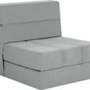 Folding Sofa Bed, 7 inch Memory Foam Floor Couch, Convertible Sleeper Foldable Mattress Futon Sofa for Living Room/Home Office/Guest Beds/Apartment/Upstairs Loft, Light Grey, Single