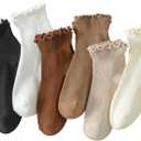 Hstyle 6 Pairs of Ruffle Socks Women, Cute Ruffle Ankle Socks (5-9, Mix Color2)