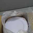 Morejoy 100pcs Plastic Plates - Disposable - 7.5 inch White and Rose Gold Dessert Plates for Weddings & Parties & Shower